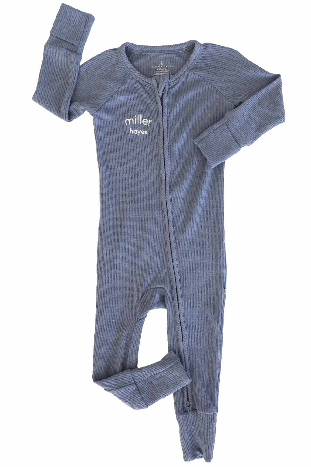 Embroidered Bamboo Waffle Convertible Zip Rompers | Mountain Haze