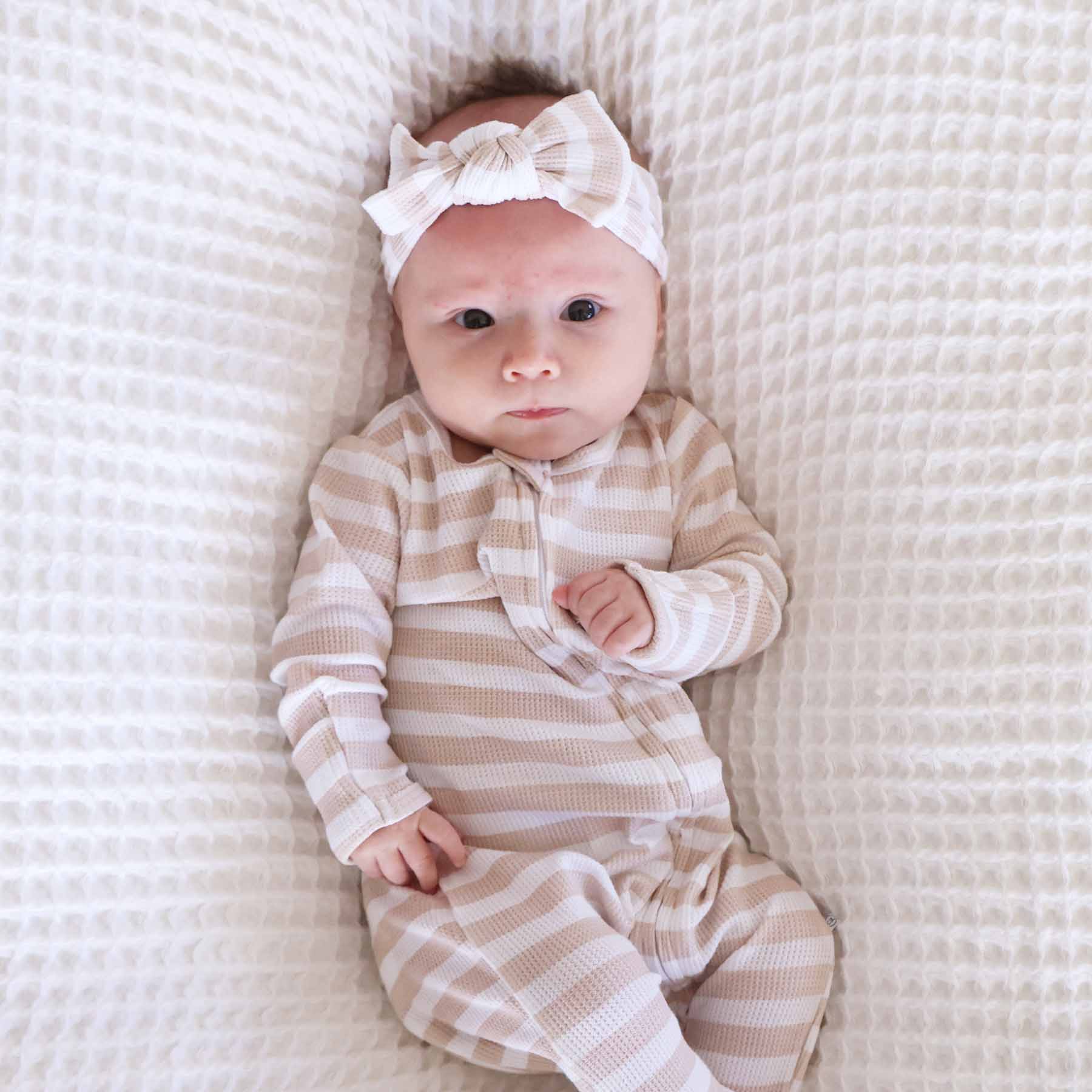 Bamboo Waffle Knit Large Bow Headwraps