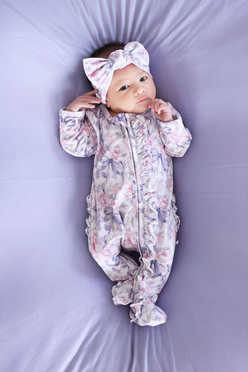 Leighton's Lavender Knit Large Bow Headwrap