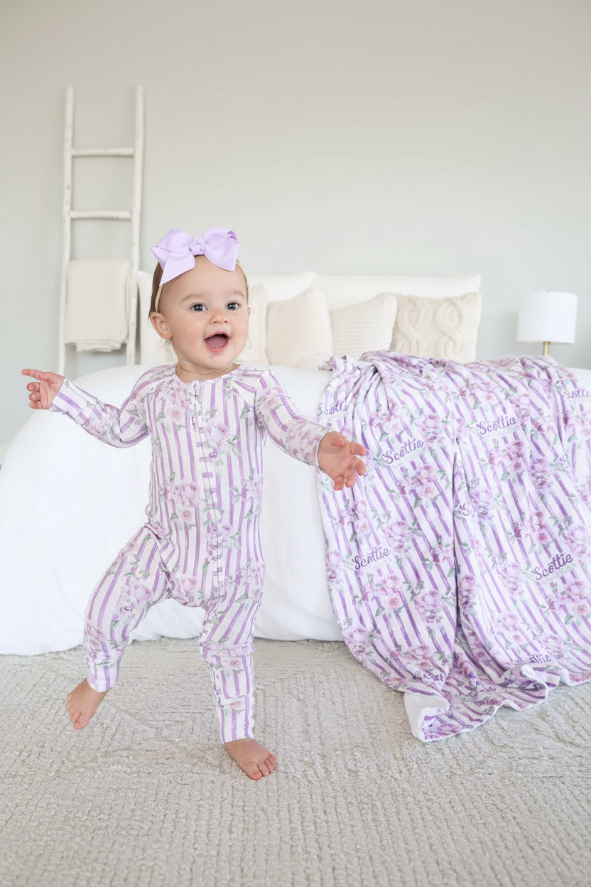 Lila's Lilacs Bamboo Waffle Convertible Zip Romper