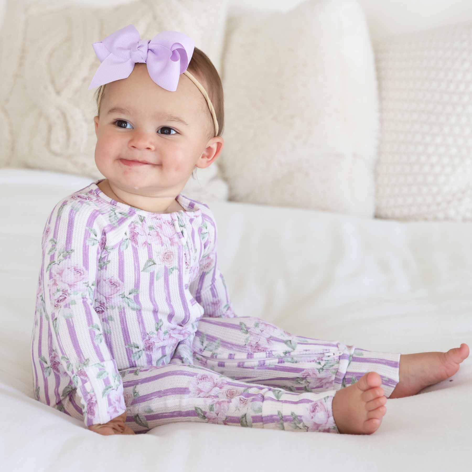 Lila's Lilacs Bamboo Waffle Convertible Zip Romper