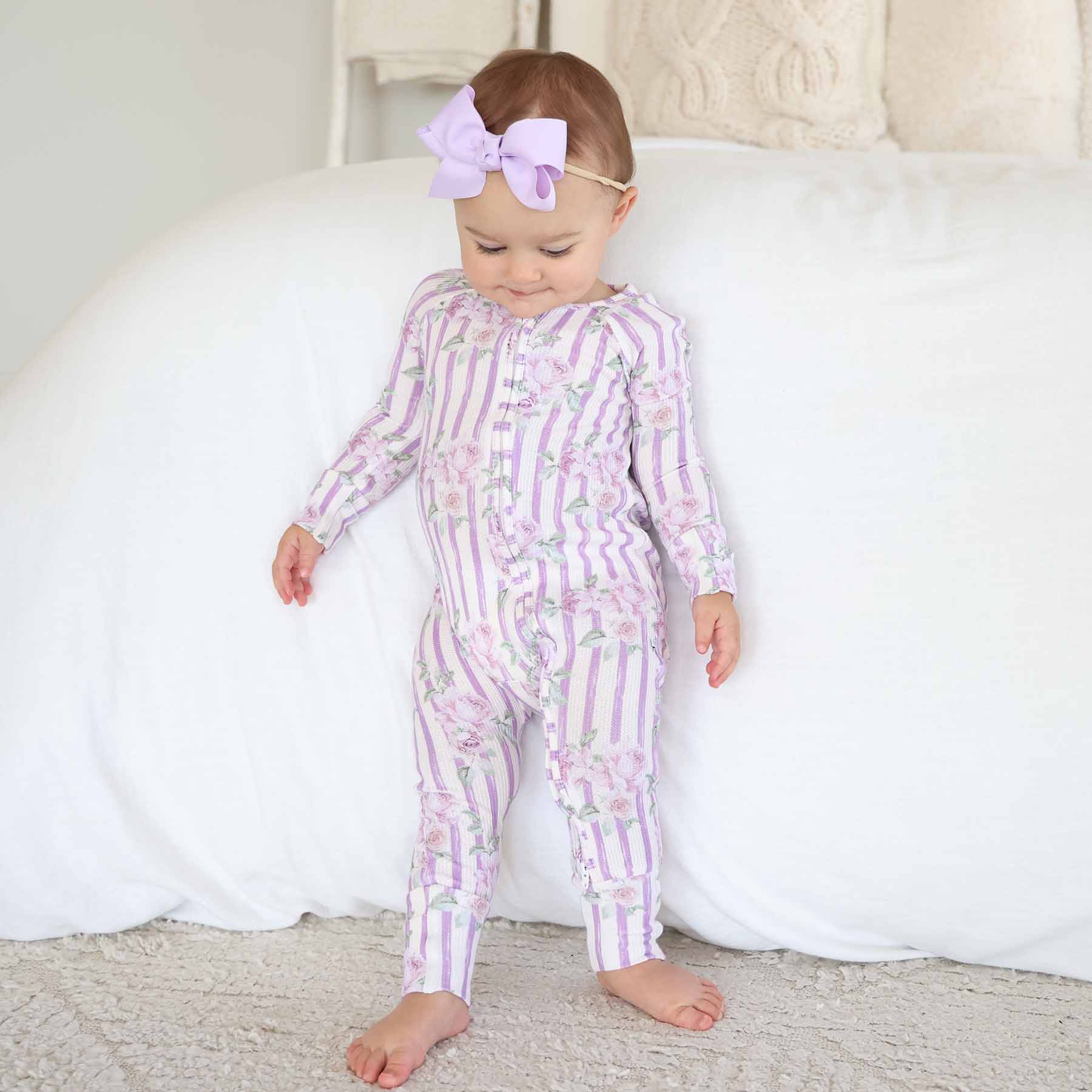 Lila's Lilacs Bamboo Waffle Convertible Zip Romper