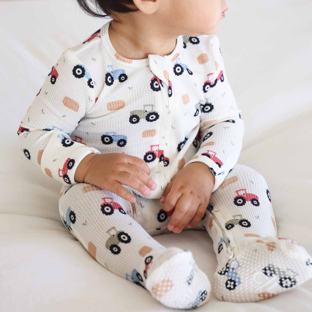 Little Farmer Bamboo Waffle Zipper Footie