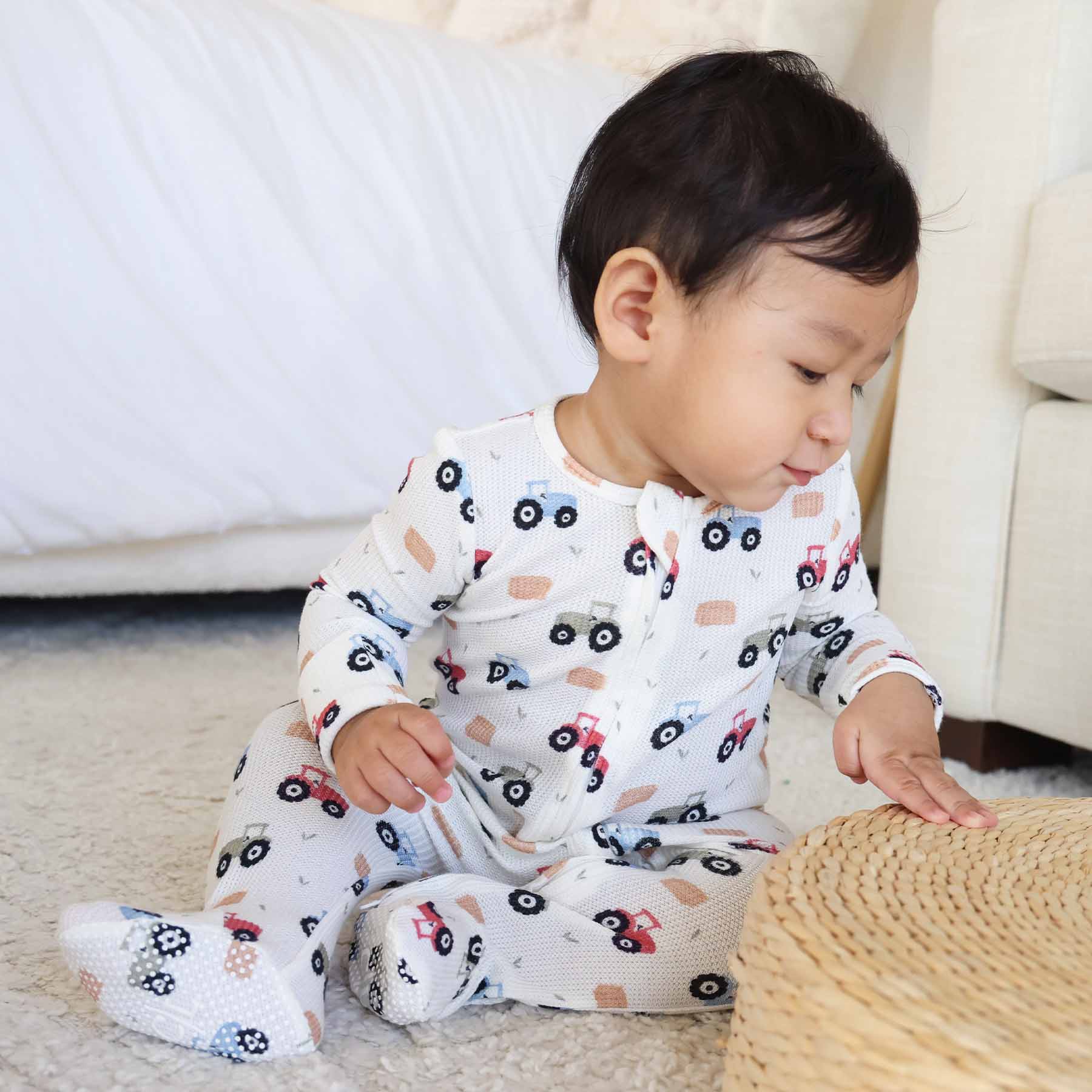 Little Farmer Bamboo Waffle Zipper Footie