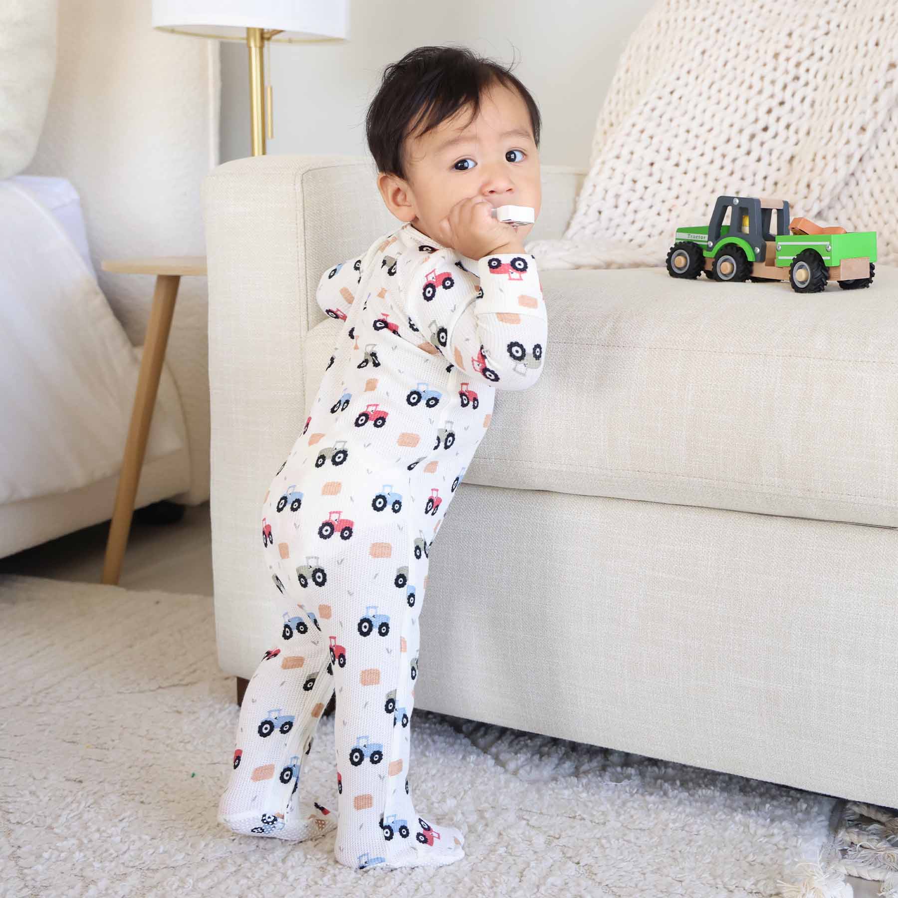 Little Farmer Bamboo Waffle Zipper Footie
