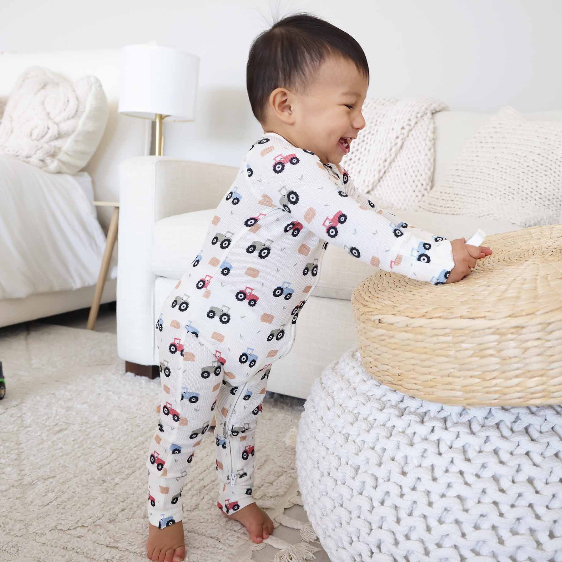 Little Farmer Bamboo Waffle Convertible Zip Romper