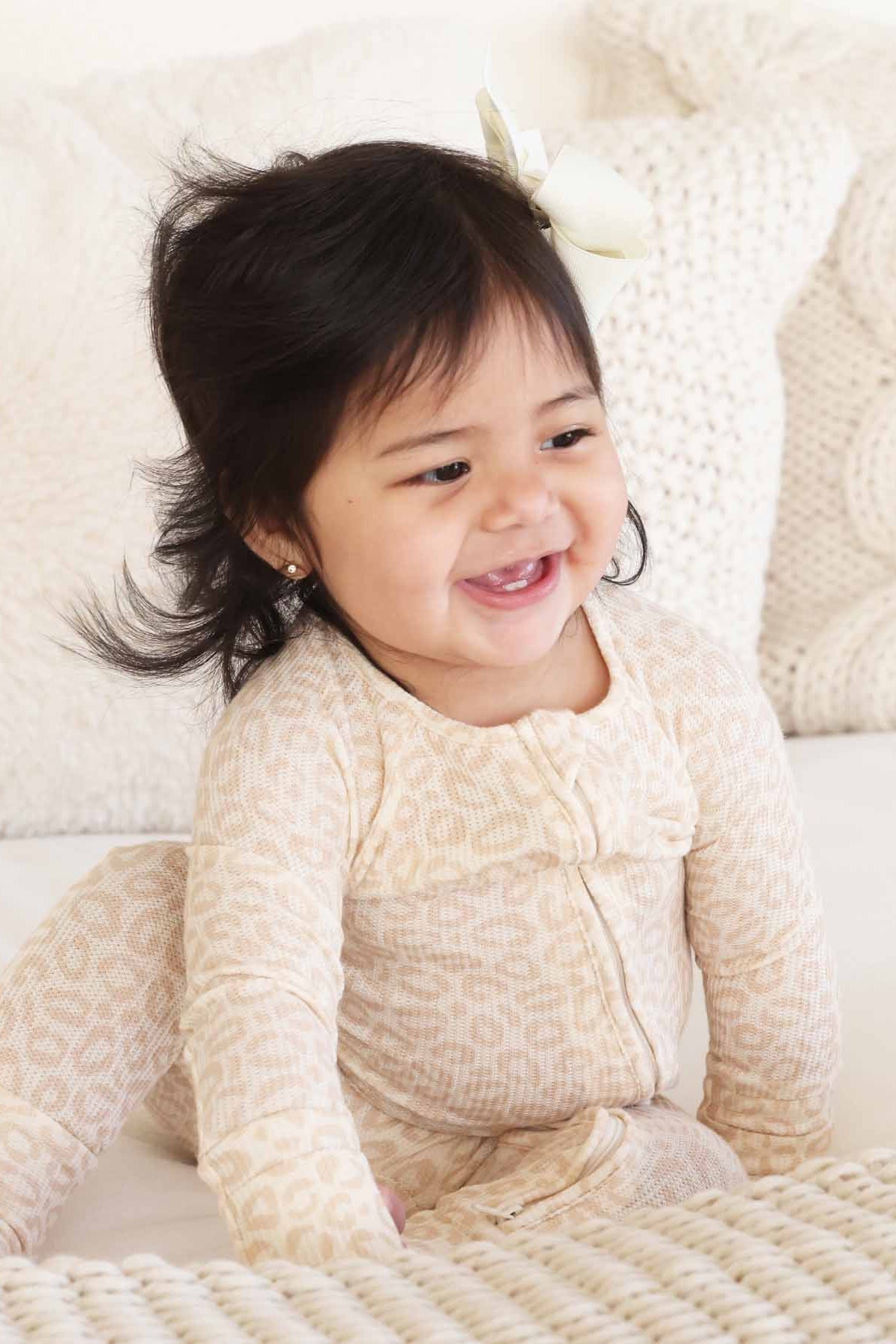 Lovely Leopard Bamboo Waffle Convertible Zip Romper