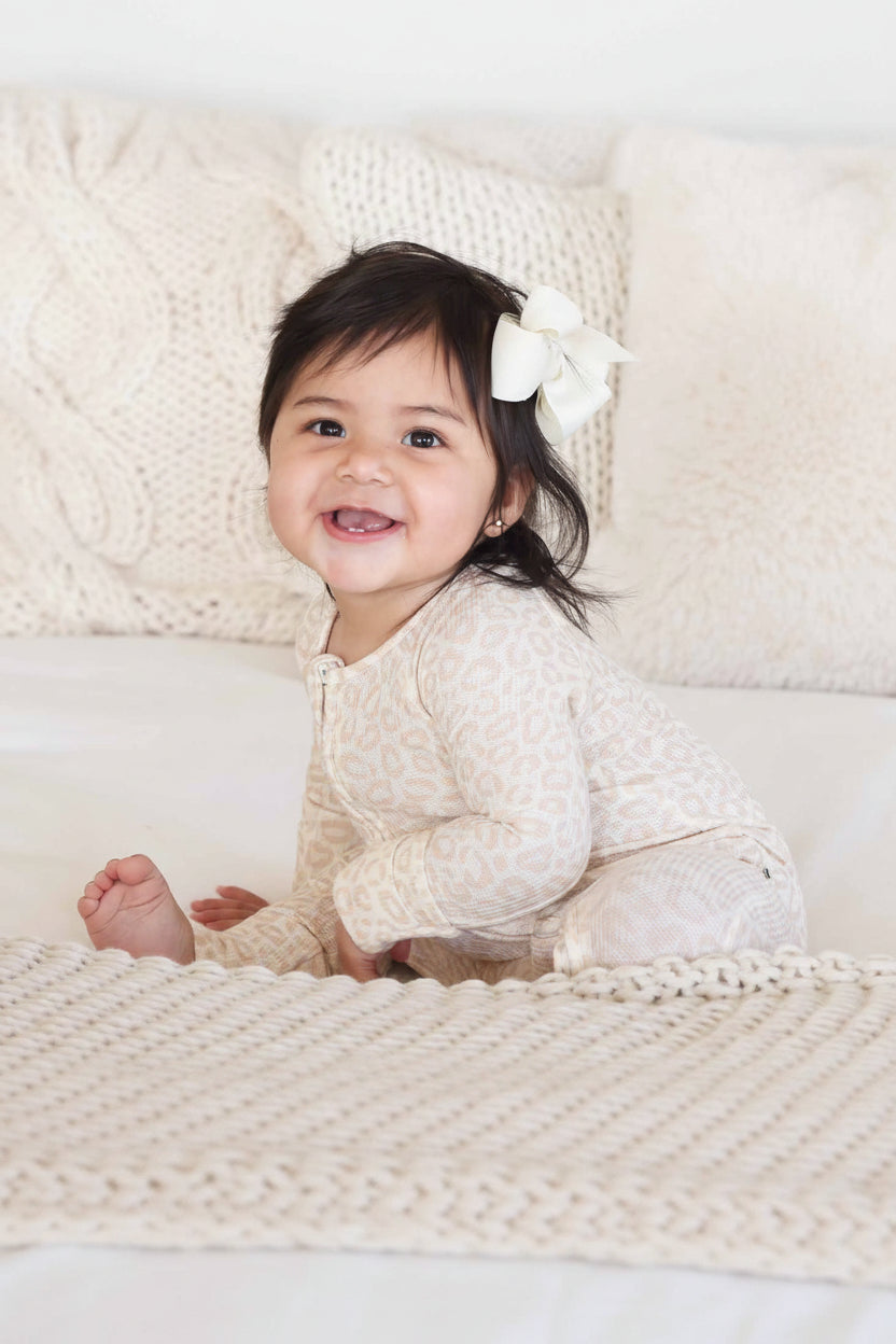 Lovely Leopard Bamboo Waffle Convertible Zip Romper