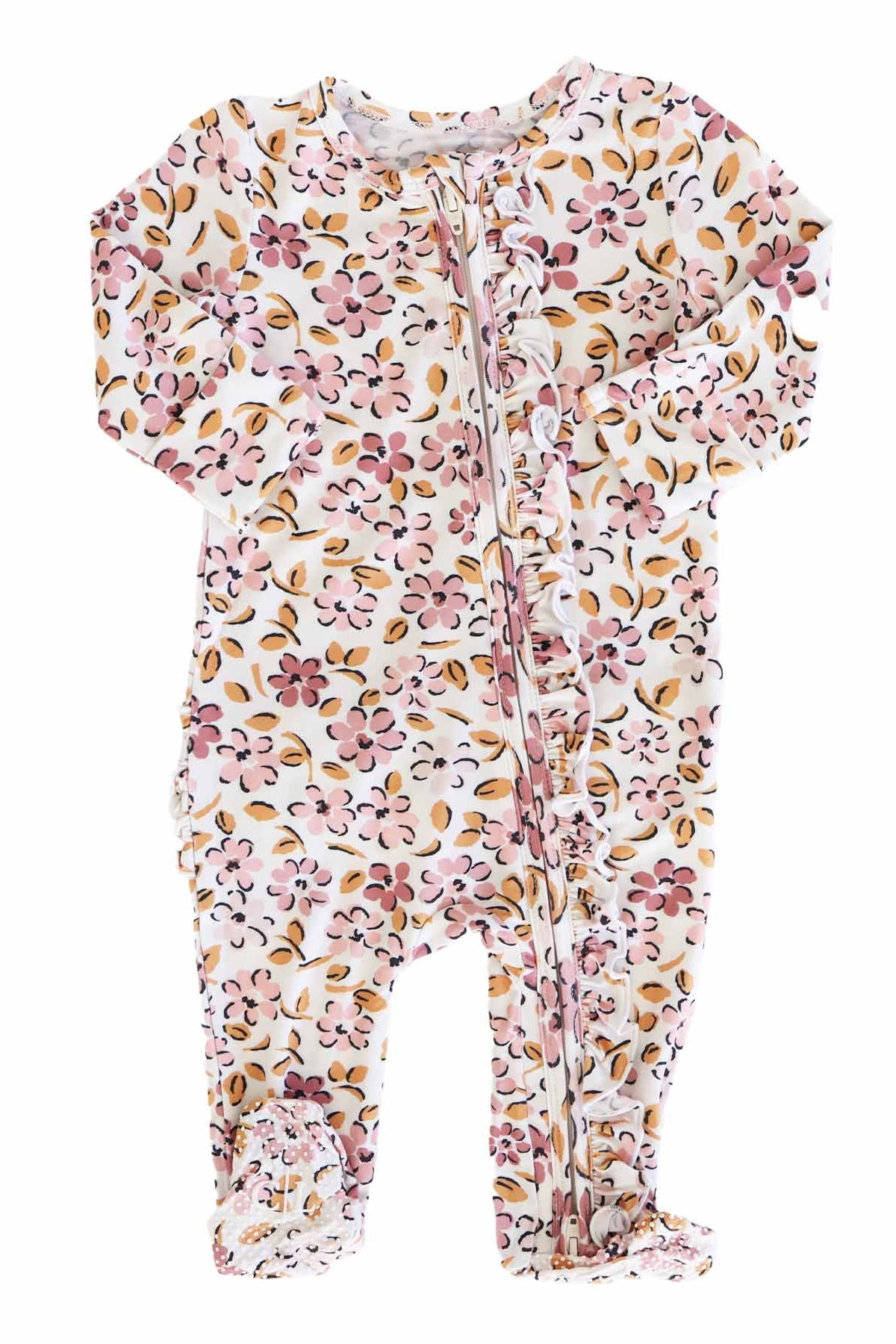 Mauvelous Meadow Ruffle Zipper Footie