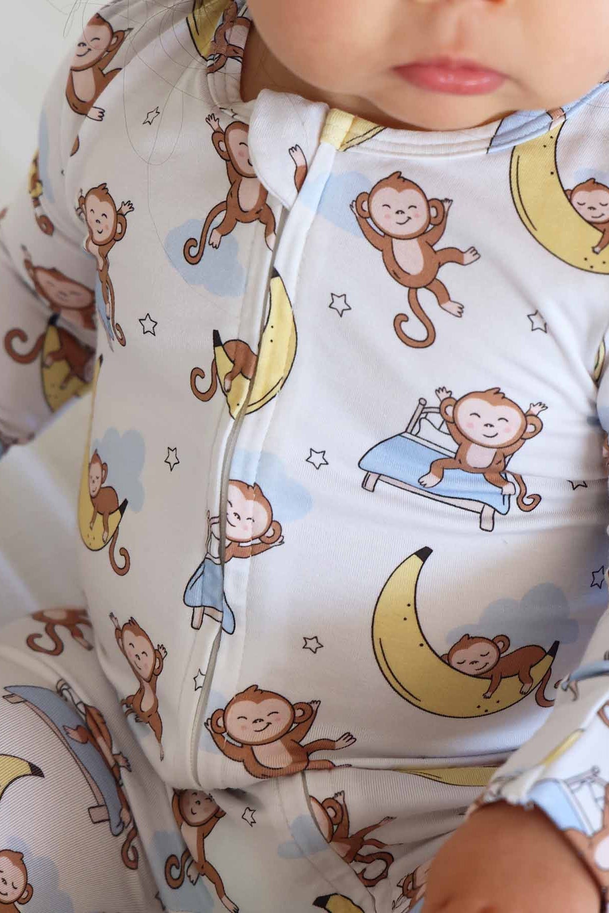 Monkey See, Monkey Snooze Zipper Footie