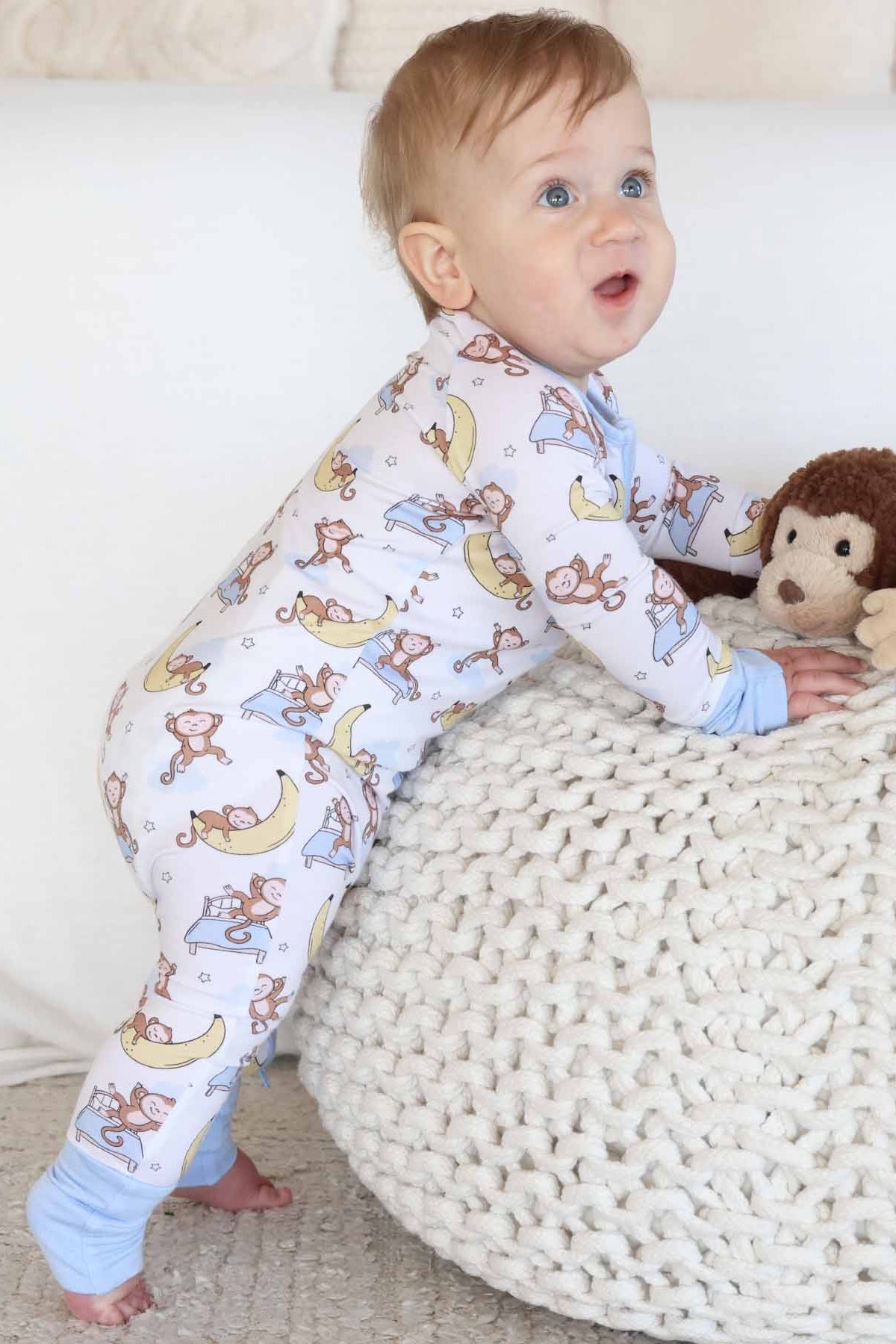 Monkey See, Monkey Snooze Convertible Zip Romper