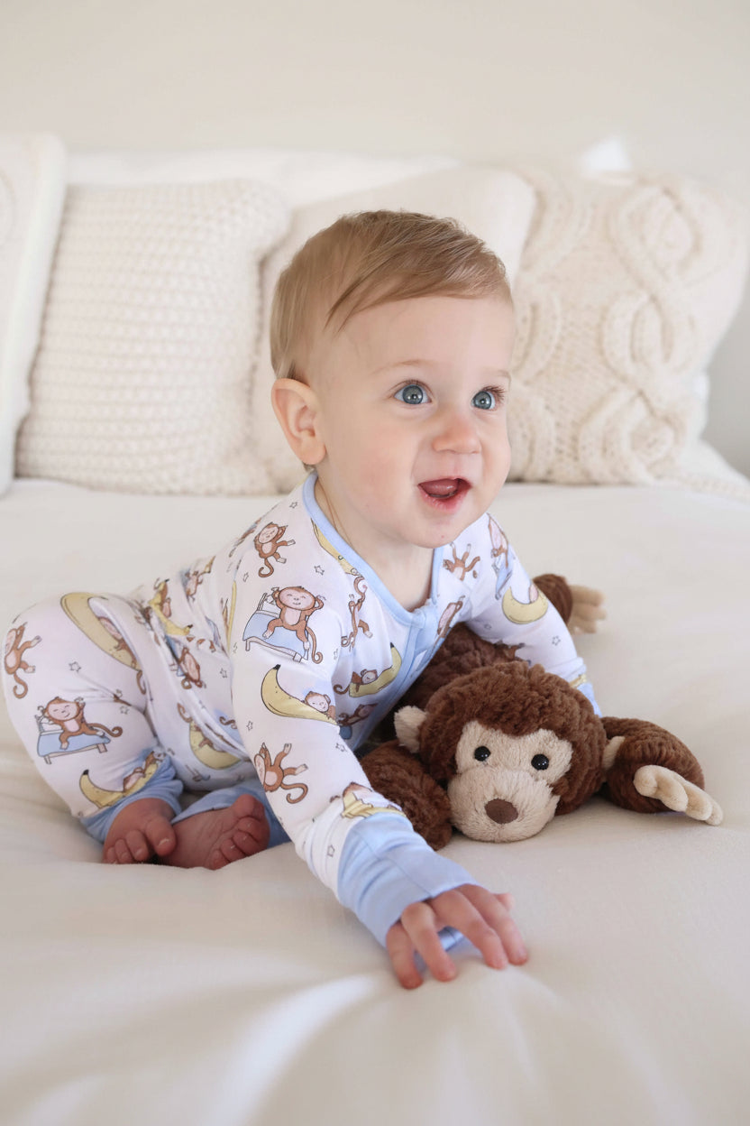 Monkey See, Monkey Snooze Convertible Zip Romper