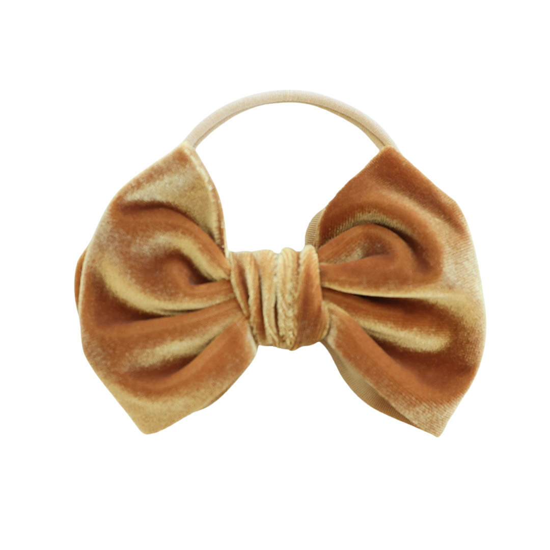 Velvet Bow Headband - Wheat