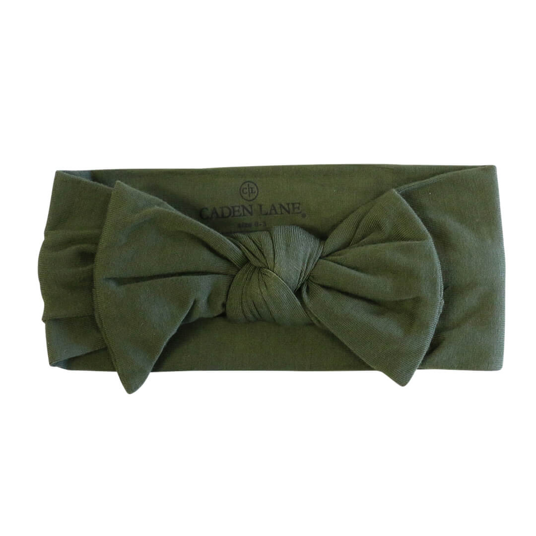 Solid Olive Knit Large Bow Headwrap