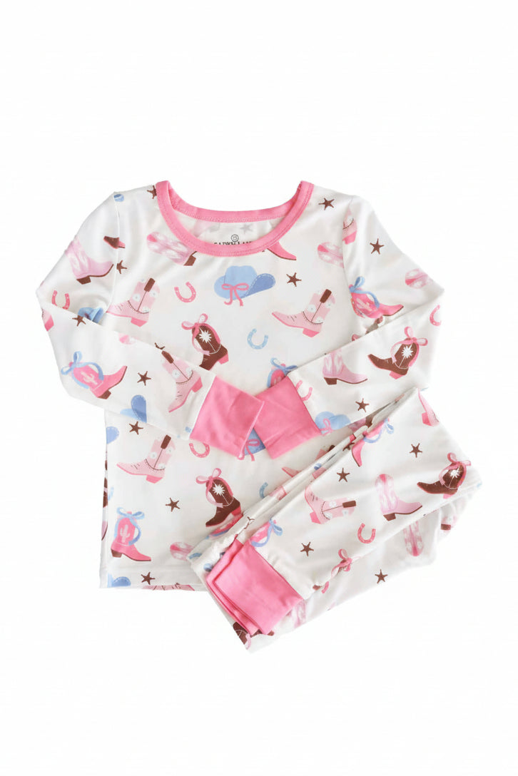 Boot Scootin' Two Piece Pajama Set | Pink