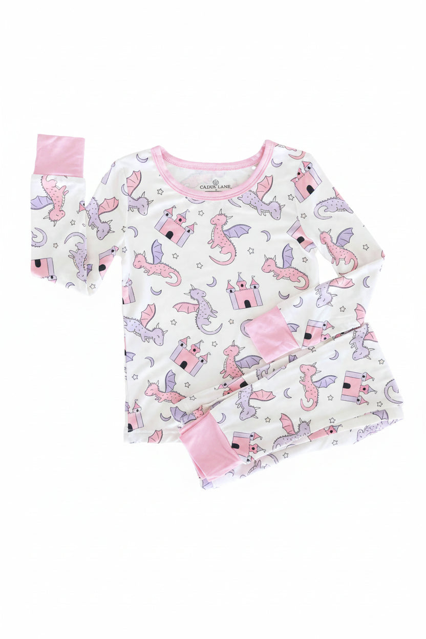 Dragon Adventure Two Piece Pajama Set | Pink