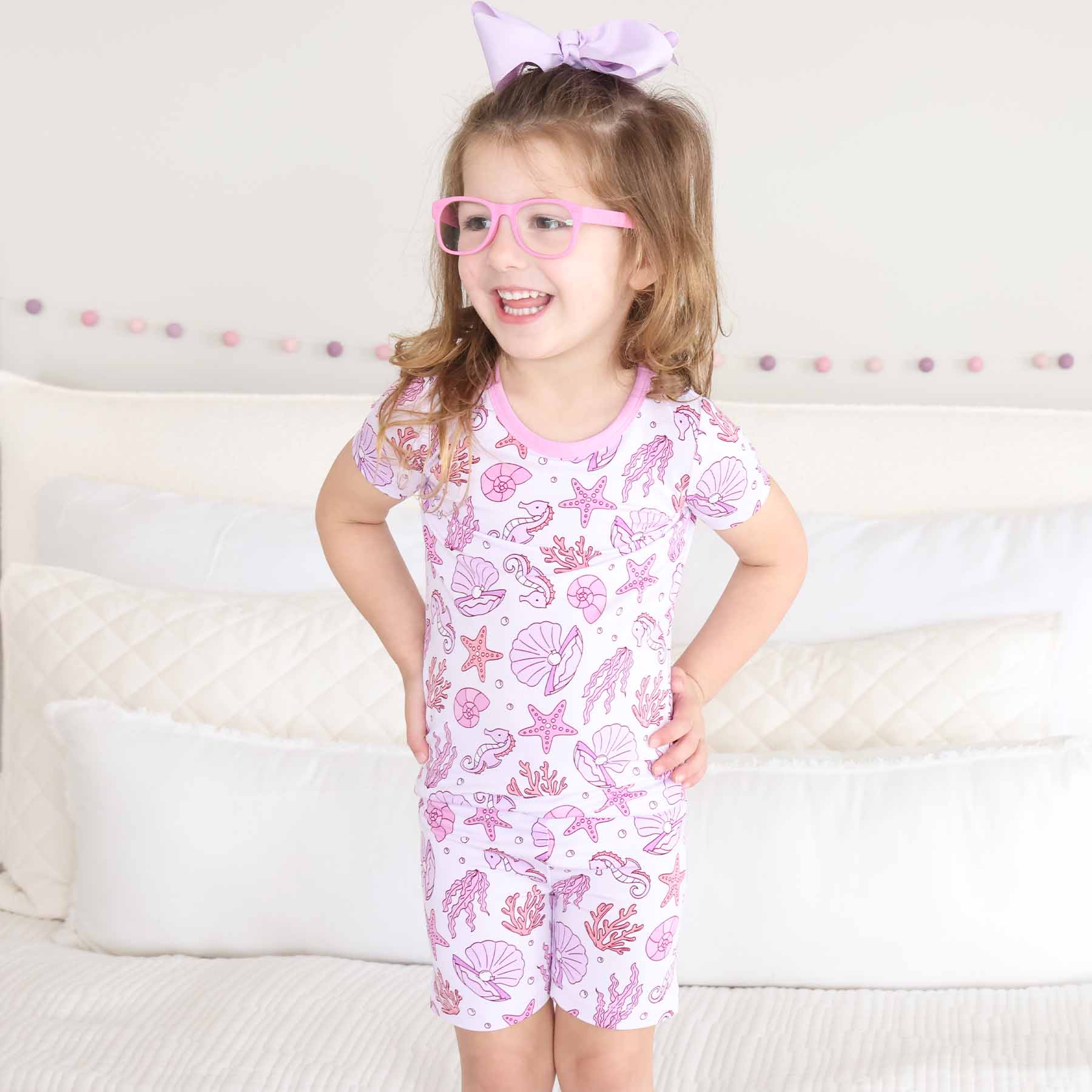 Two Piece Short Pajama Set | Tiny Tides Pink