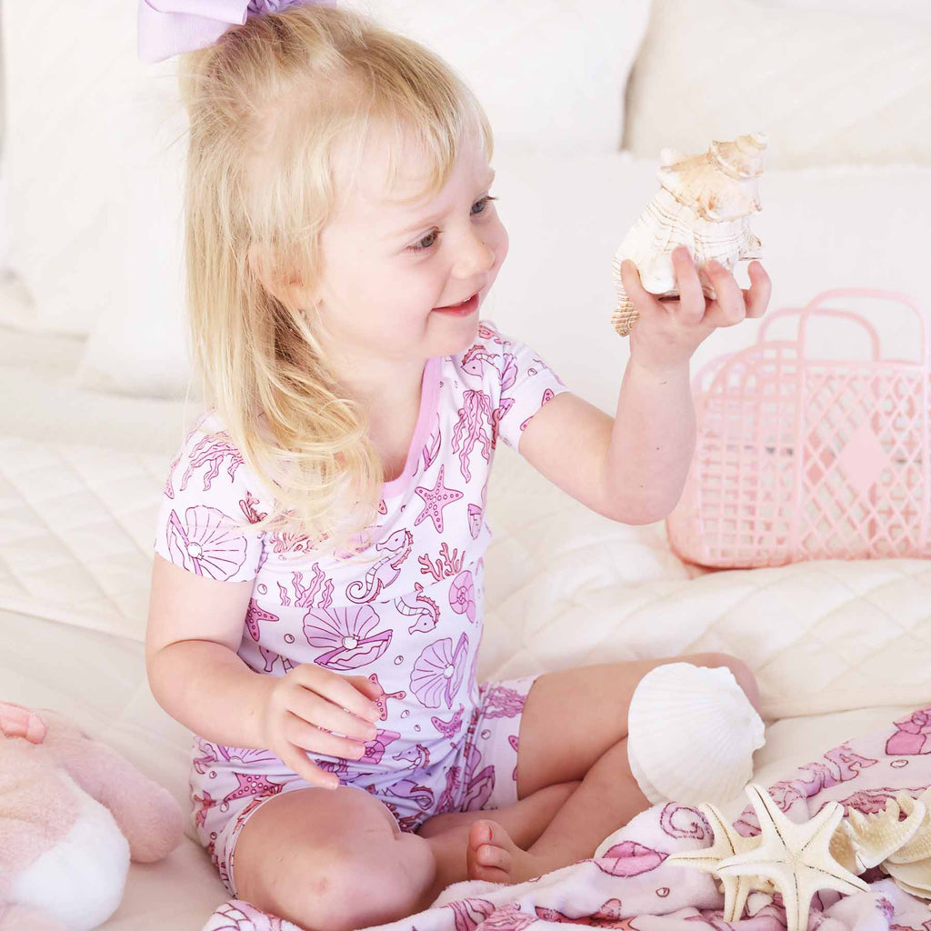 Two Piece Short Pajama Set | Tiny Tides Pink
