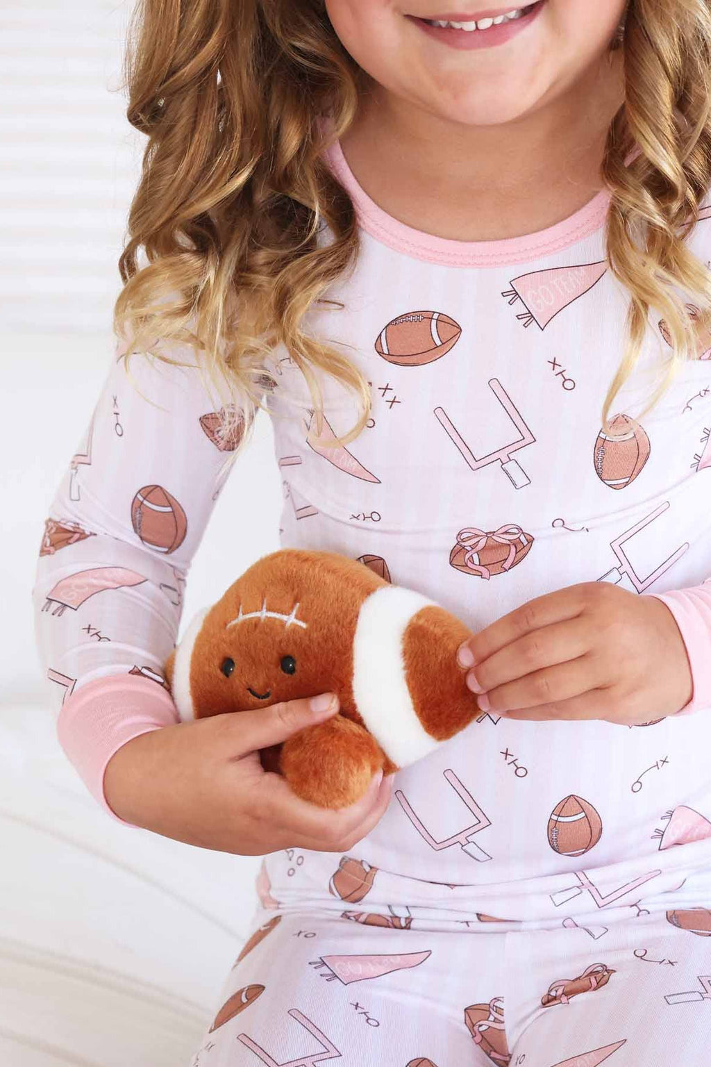 Tiny Touchdowns Two Piece Pajama Set | Pink
