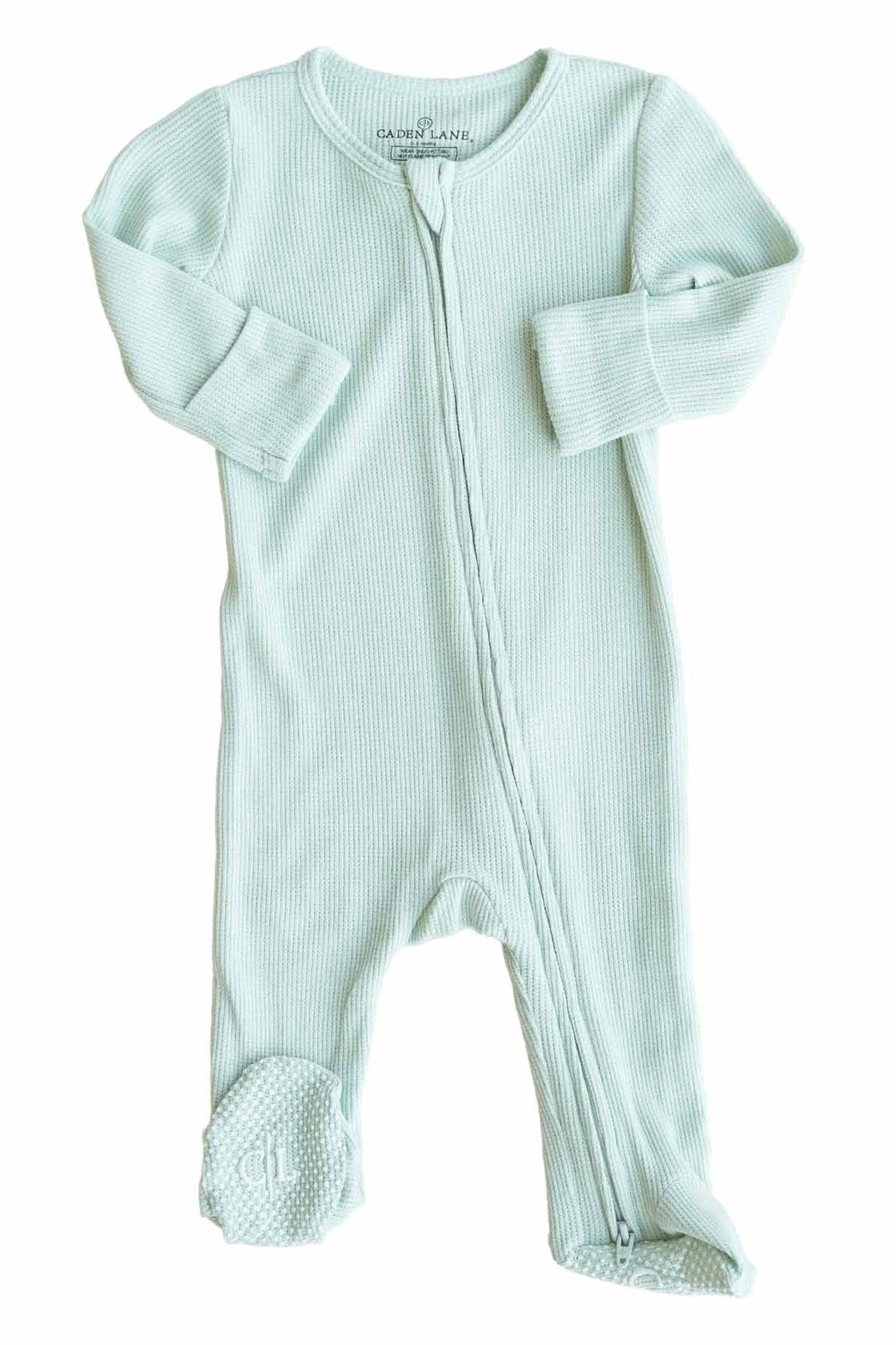 Pistachio Waffle Bamboo Zipper Footie
