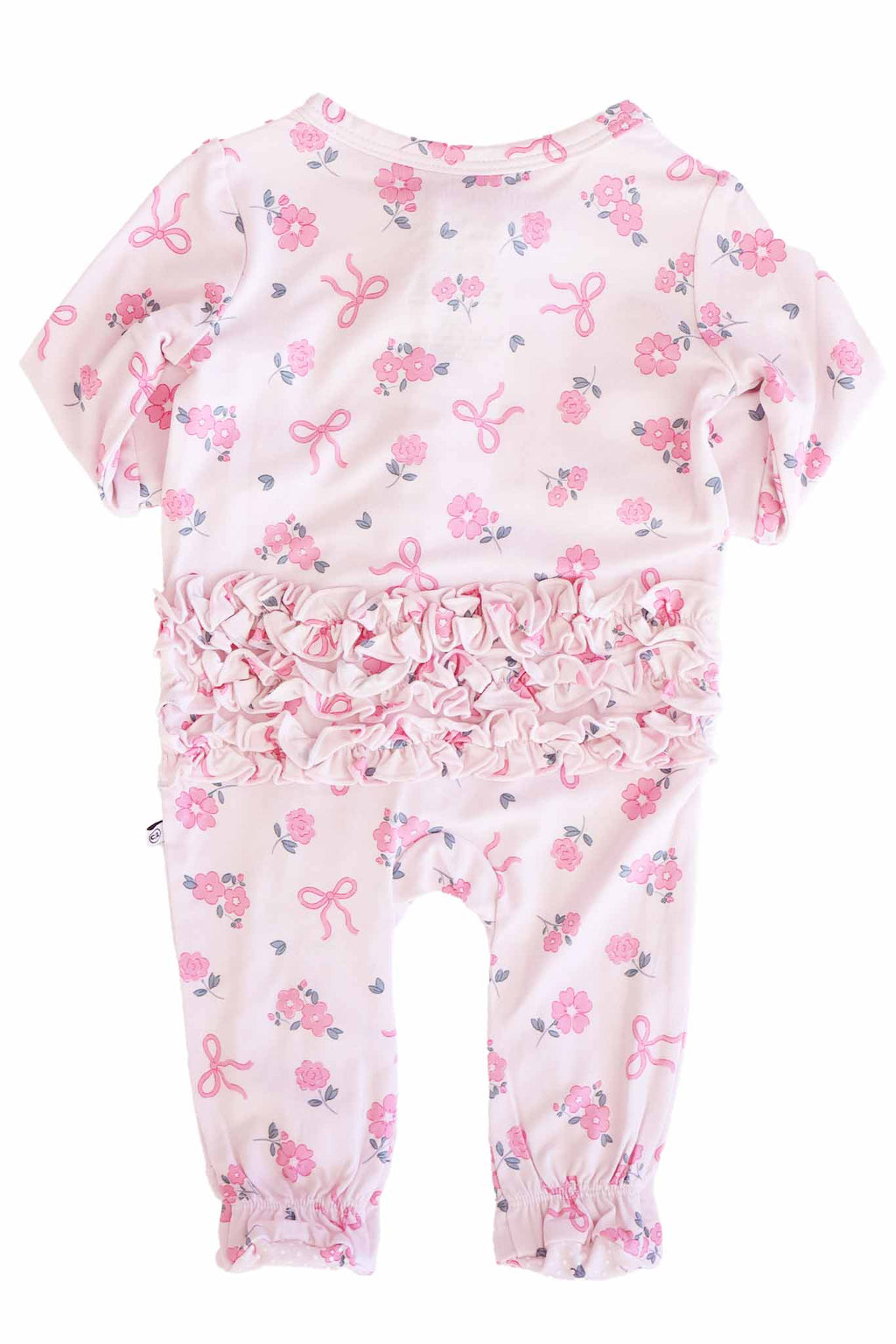 Ribbon & Roses Ruffle Zipper Footie | Pink