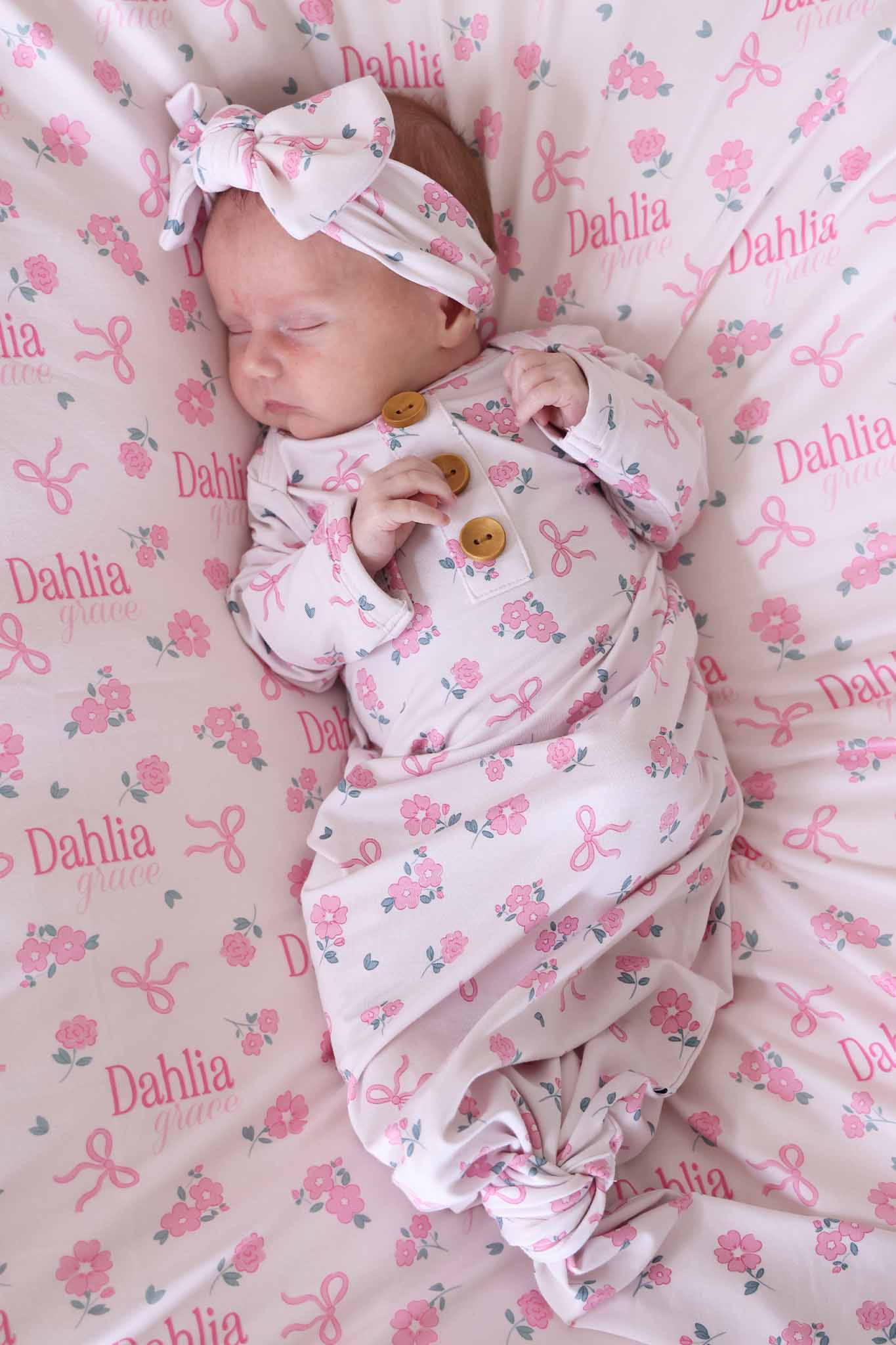 Ribbon & Roses Knit Large Bow Headwrap | Pink