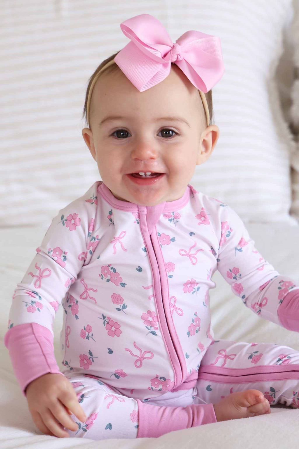 Ribbon & Roses Convertible Zip Romper | Pink