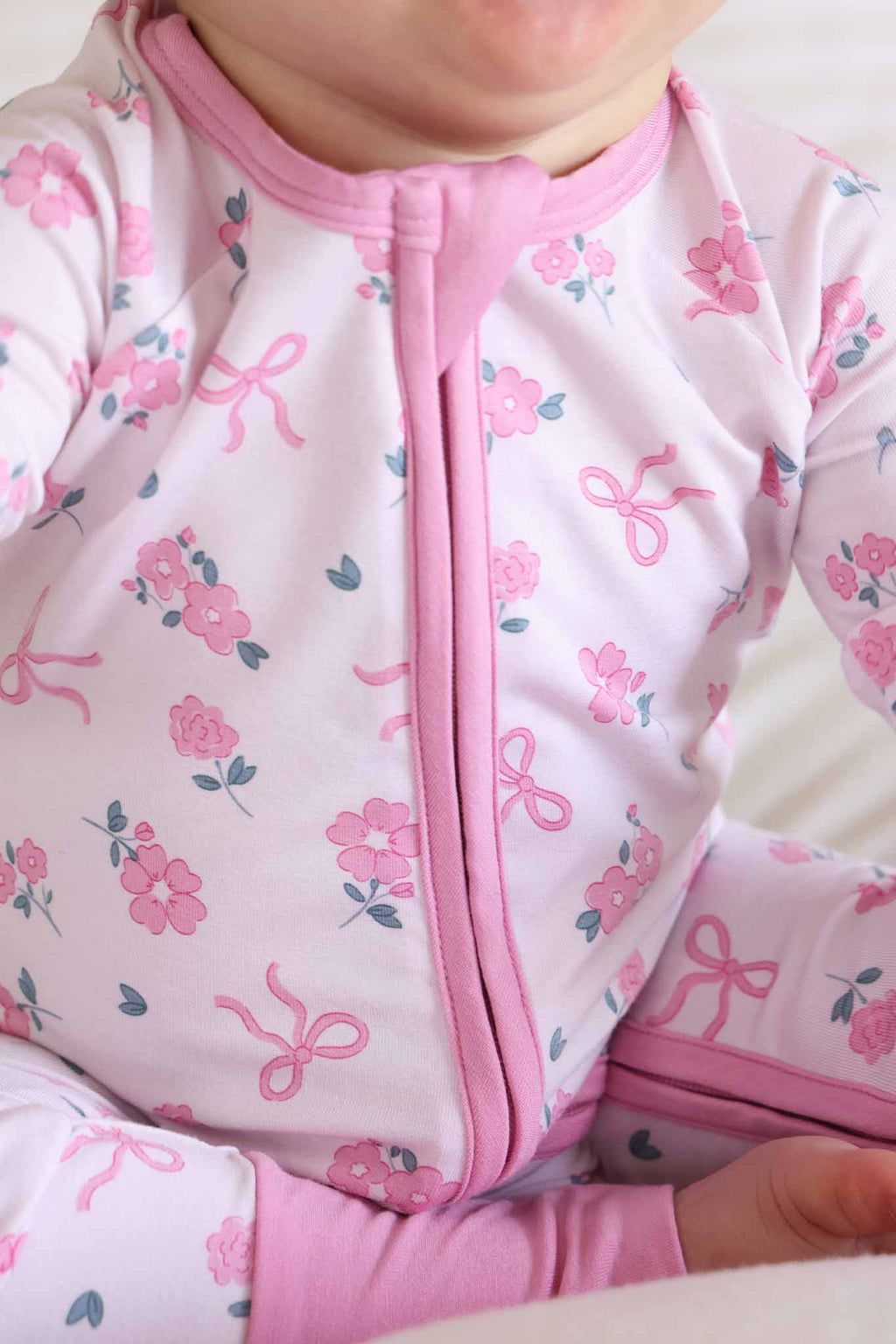 Ribbon & Roses Convertible Zip Romper | Pink