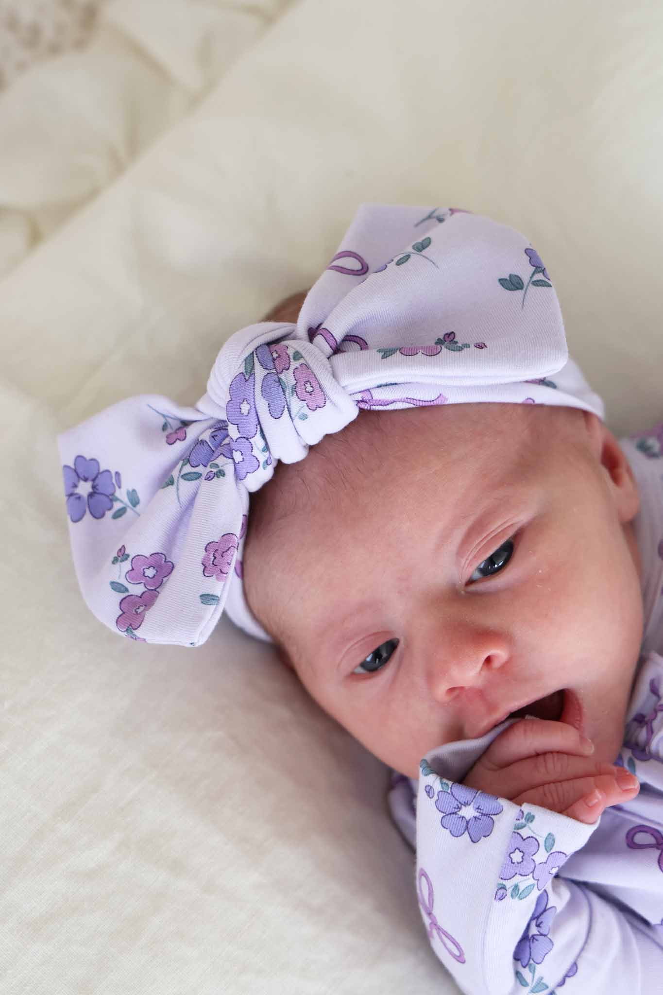 Ribbon & Roses Knit Large Bow Headwrap | Purple