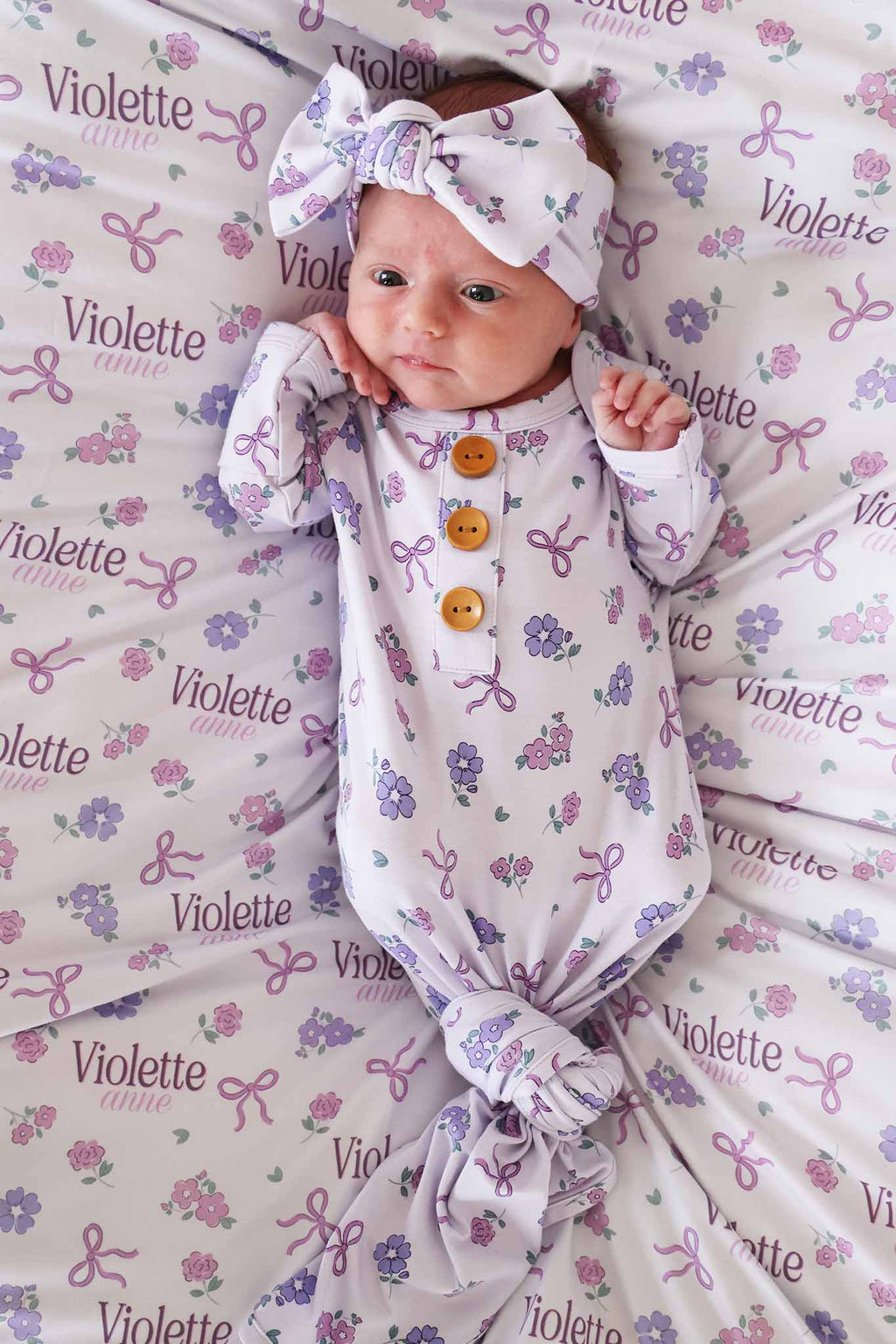 Ribbon & Roses Knit Large Bow Headwrap | Purple