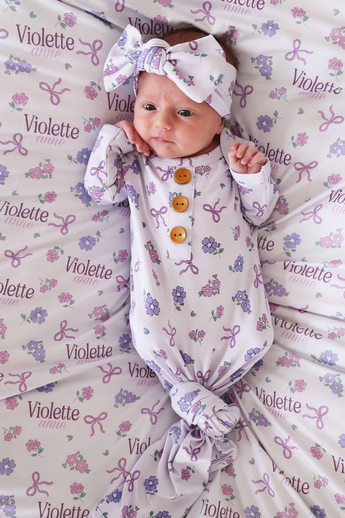 Ribbon & Roses Knit Large Bow Headwrap | Purple