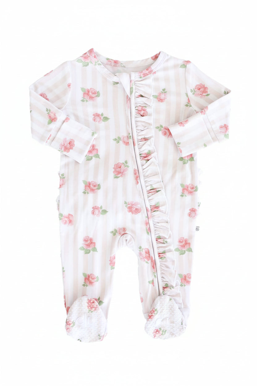 Rosy & Cozy Ruffle Zipper Footie