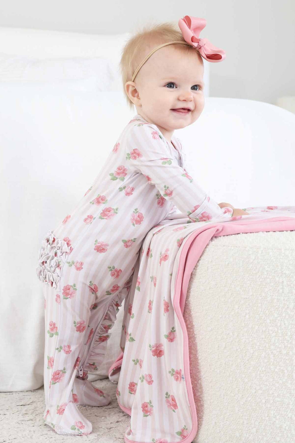 Rosy & Cozy Ruffle Zipper Footie