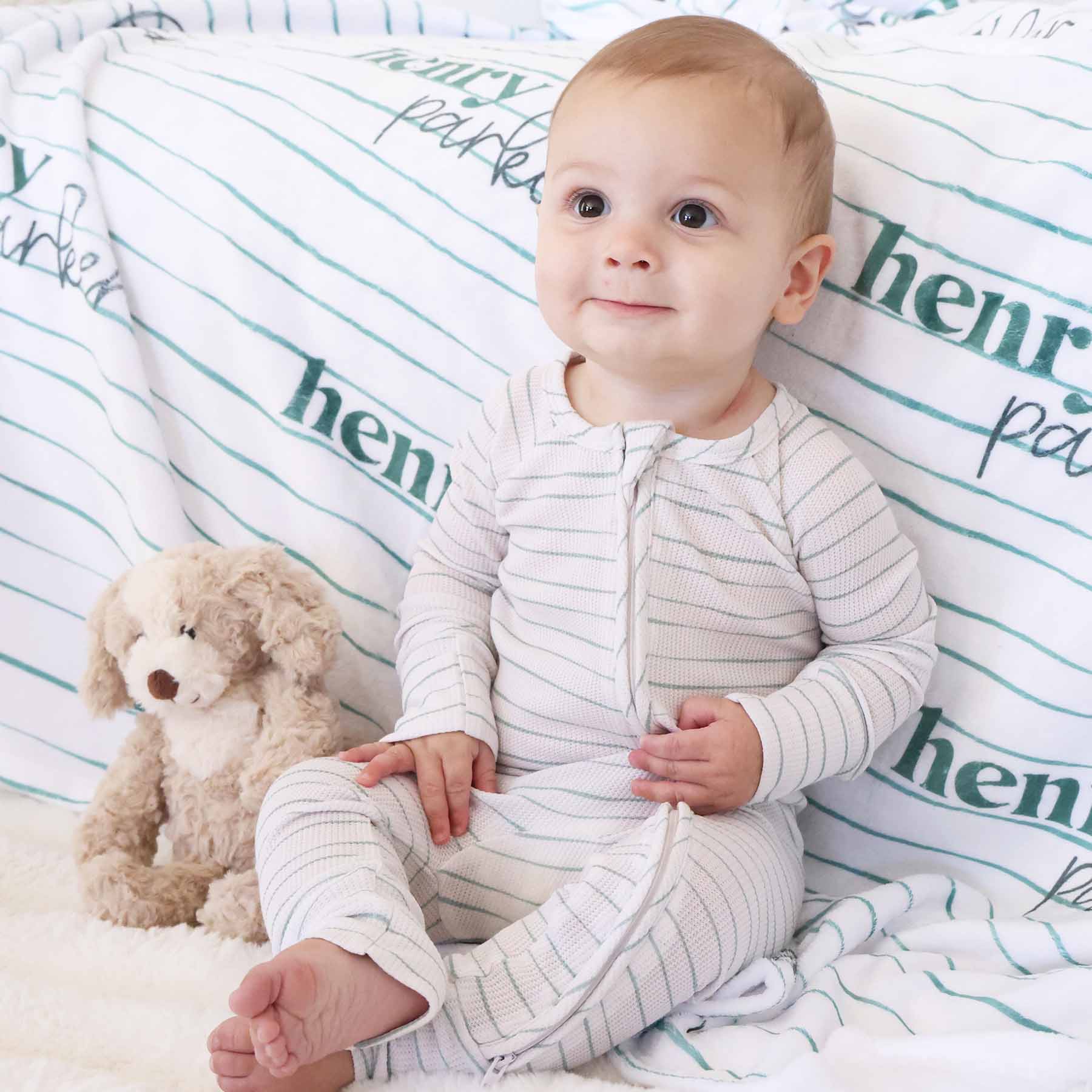 Sage's Stripes Bamboo Waffle Convertible Zip Romper