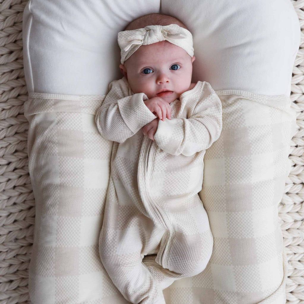 Bamboo Waffle Knit Large Bow Headwraps