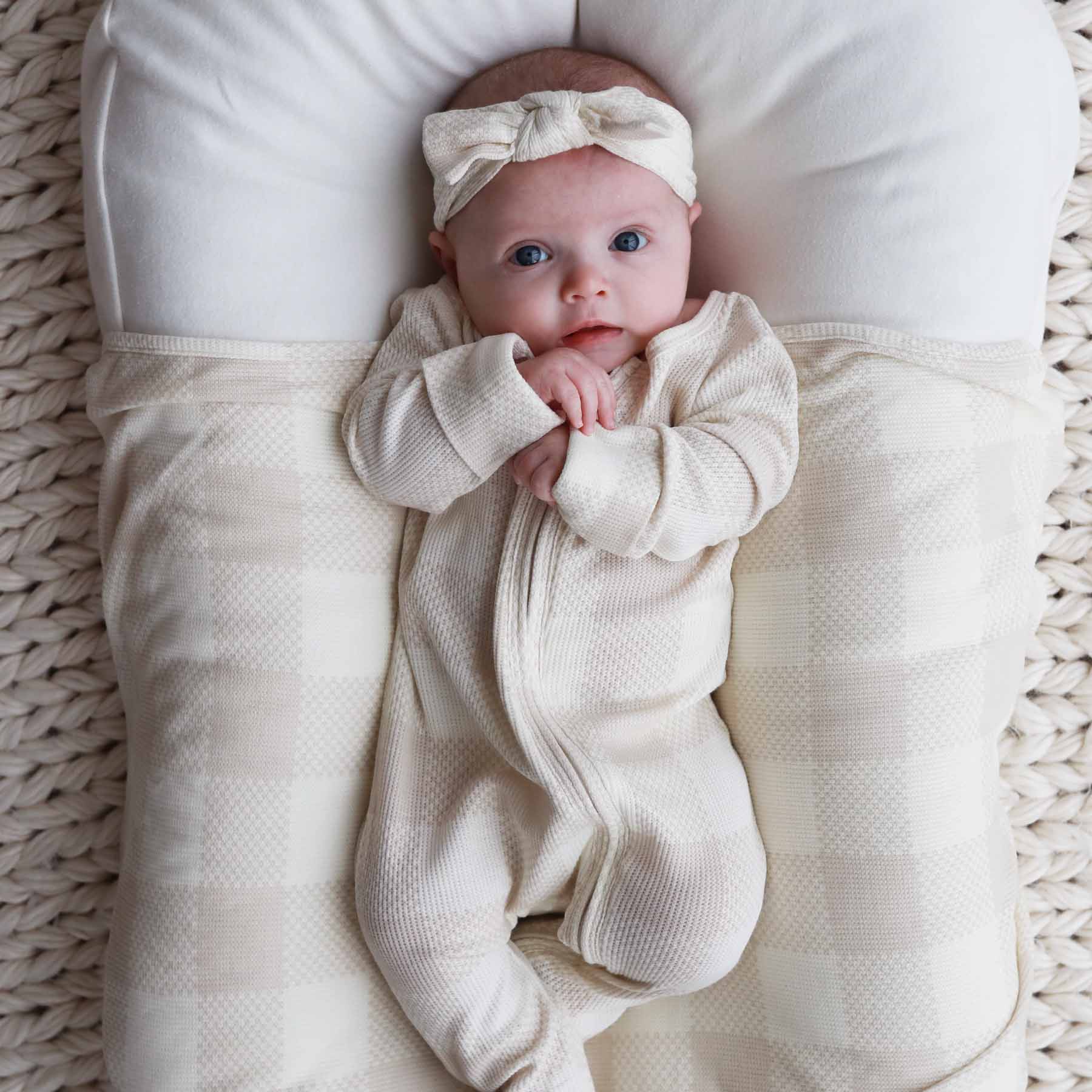 Bamboo Waffle Knit Large Bow Headwraps