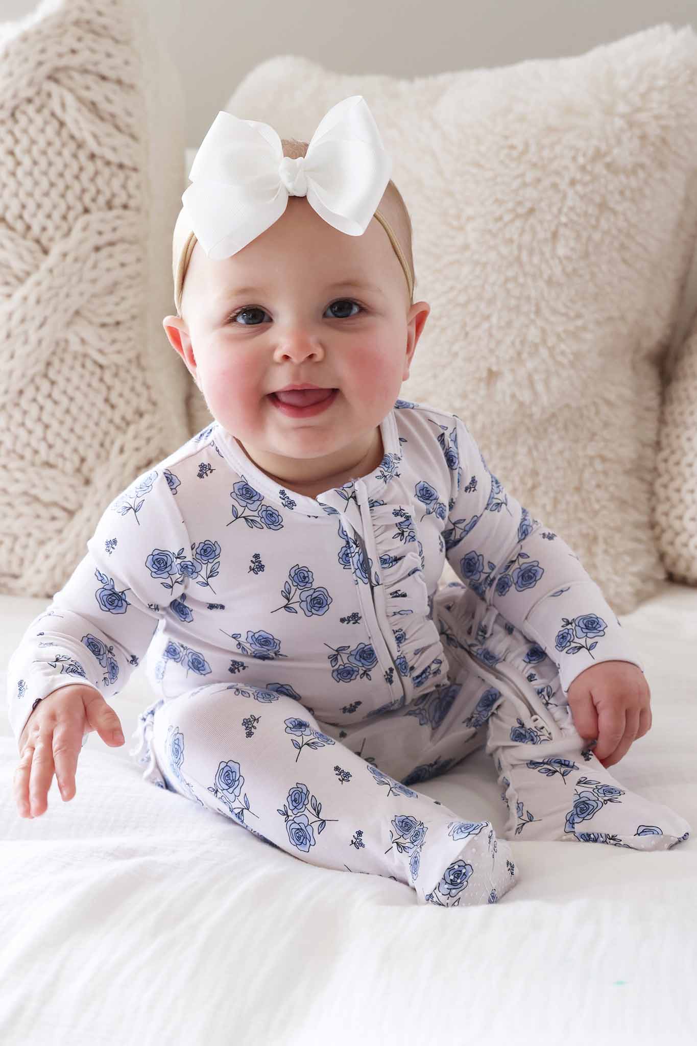 Sapphire Garden Ruffle Zipper Footie