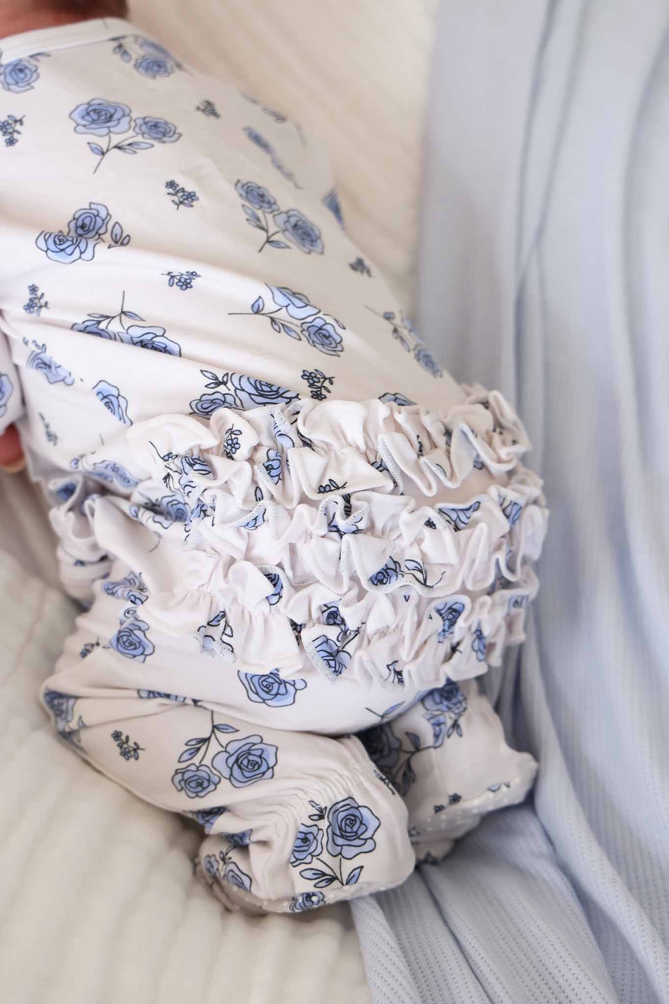Sapphire Garden Ruffle Zipper Footie