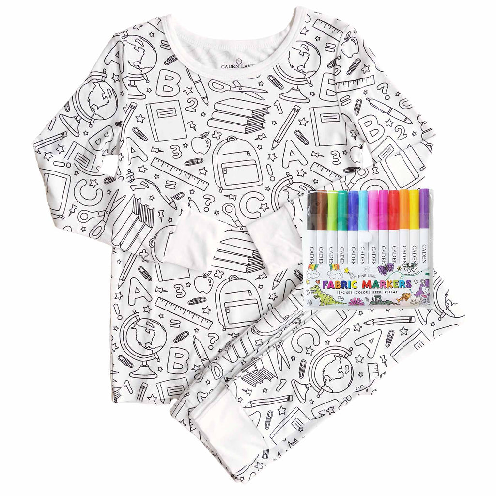 Colorable Two Piece Pajama Set | School Days