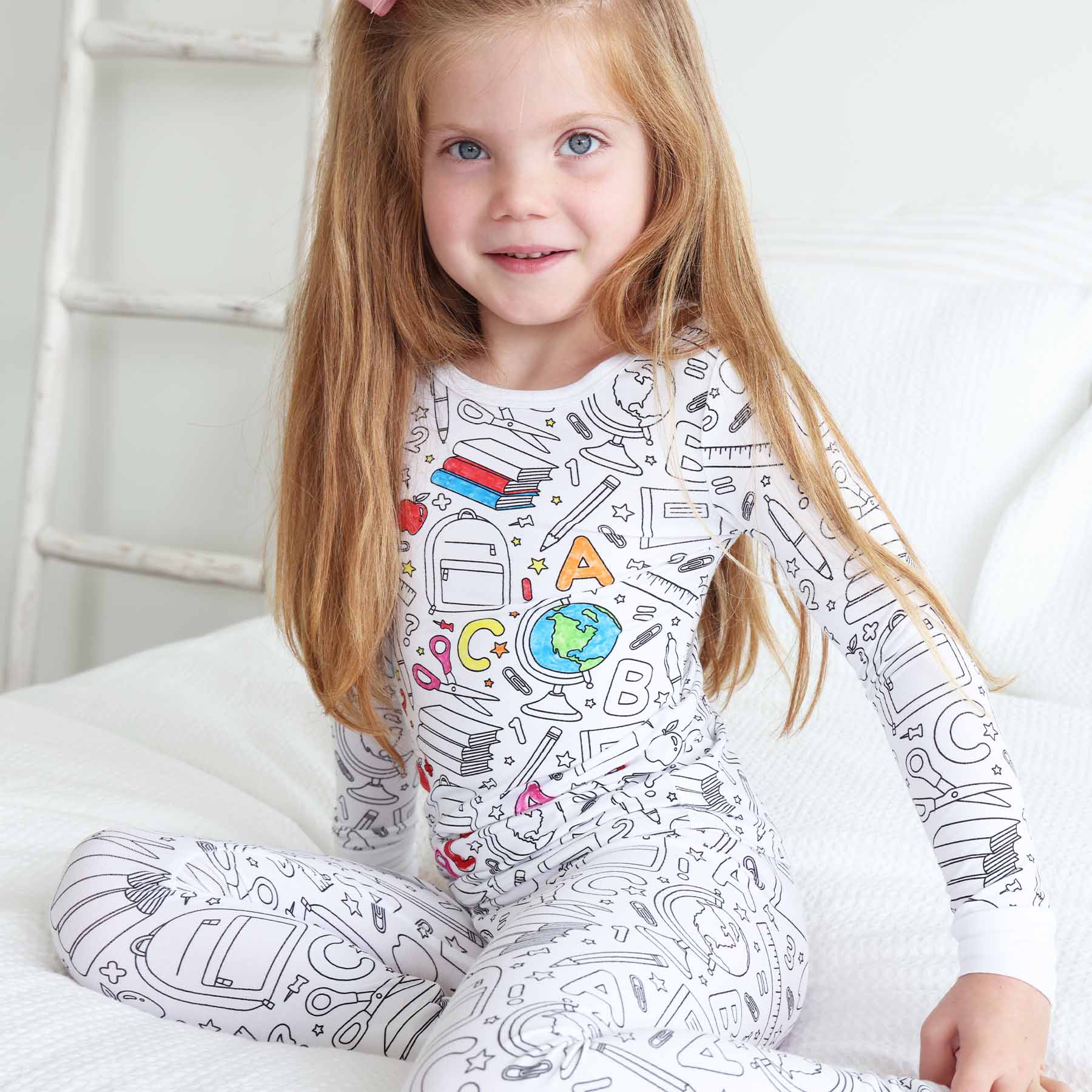 Colorable Two Piece Pajama Set | School Days