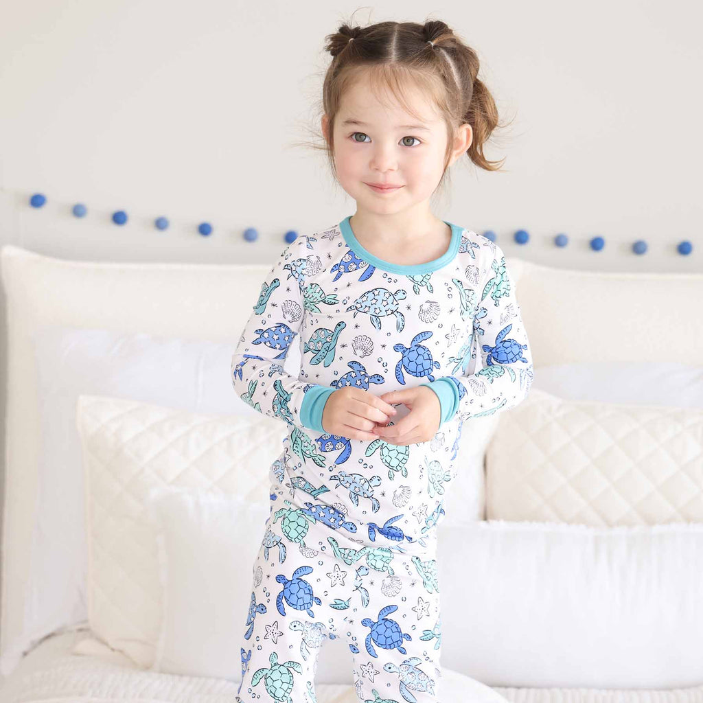 Sea Turtle Splash Two Piece Pajama Set