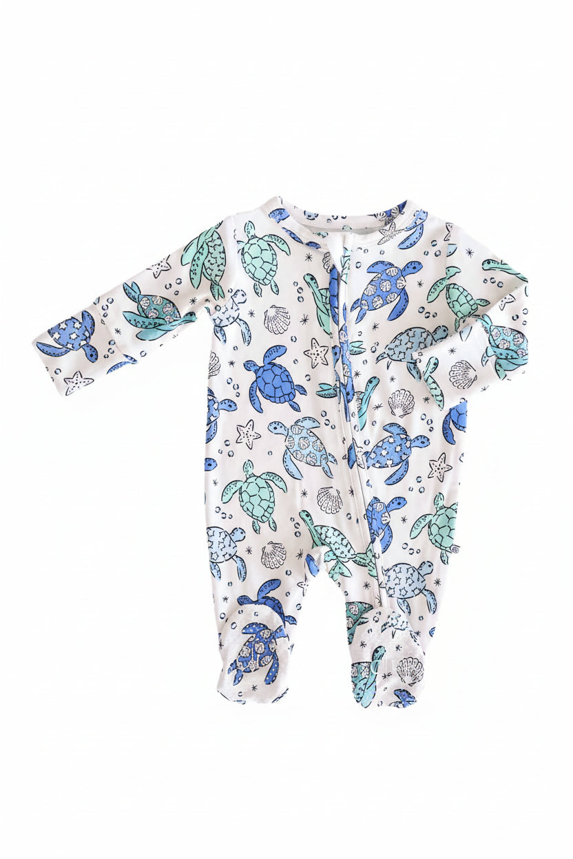 Sea Turtle Splash Zipper Footie
