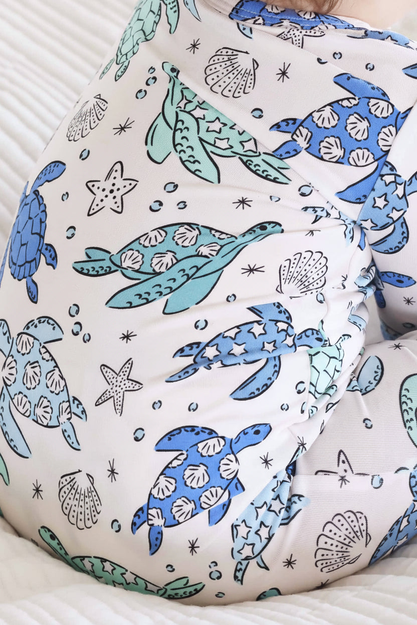 Sea Turtle Splash Zipper Footie
