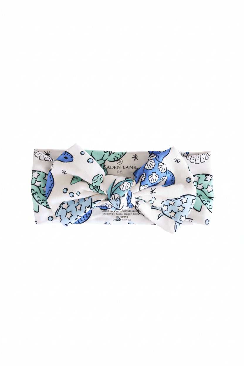 Sea Turtle Splash Knit Large Bow Headwrap
