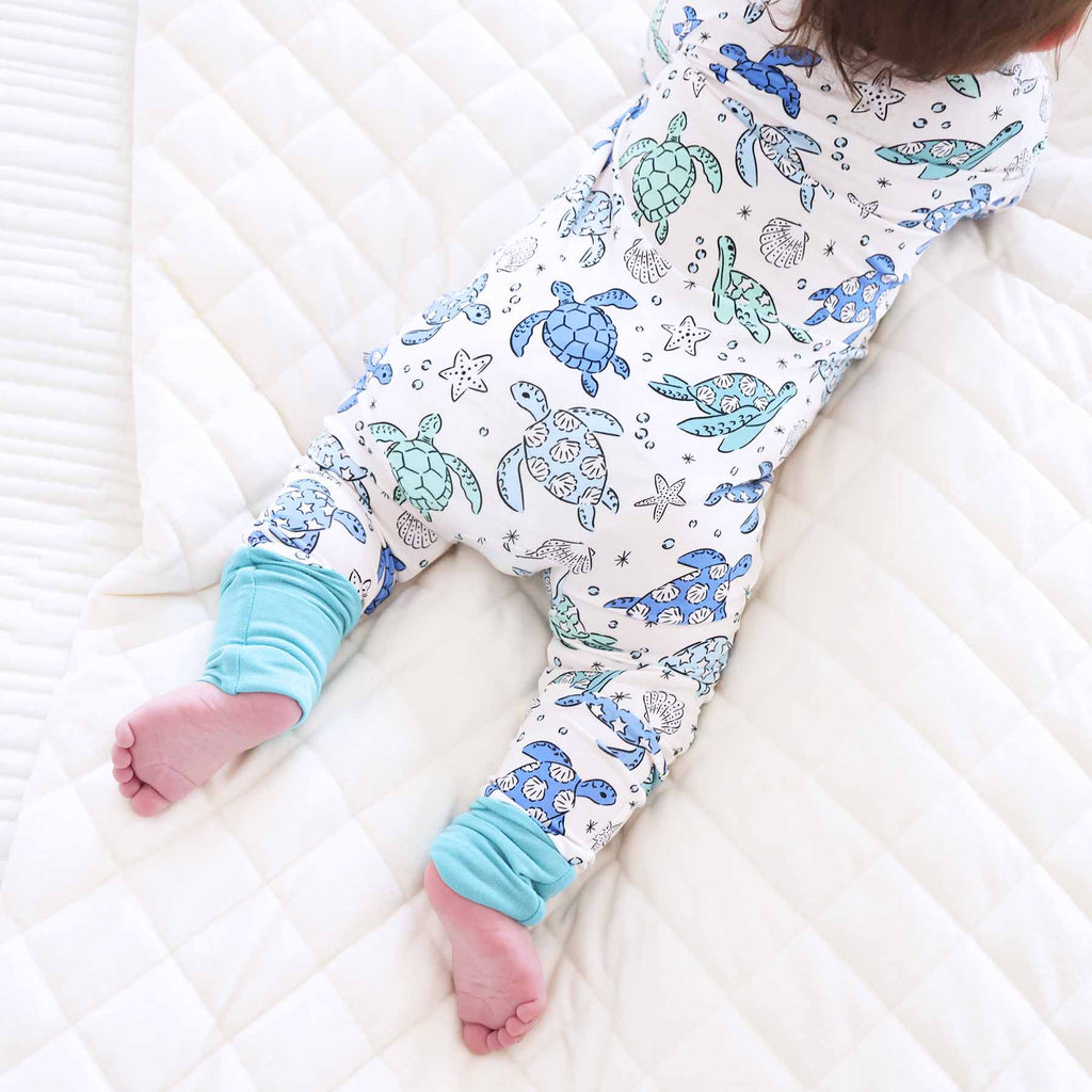 Sea Turtle Splash Convertible Zip Romper