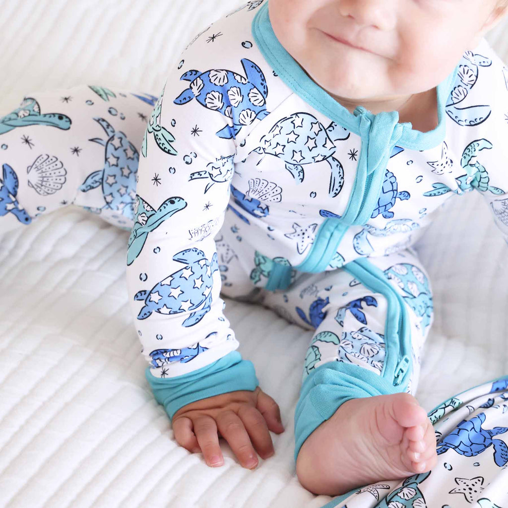 Sea Turtle Splash Convertible Zip Romper
