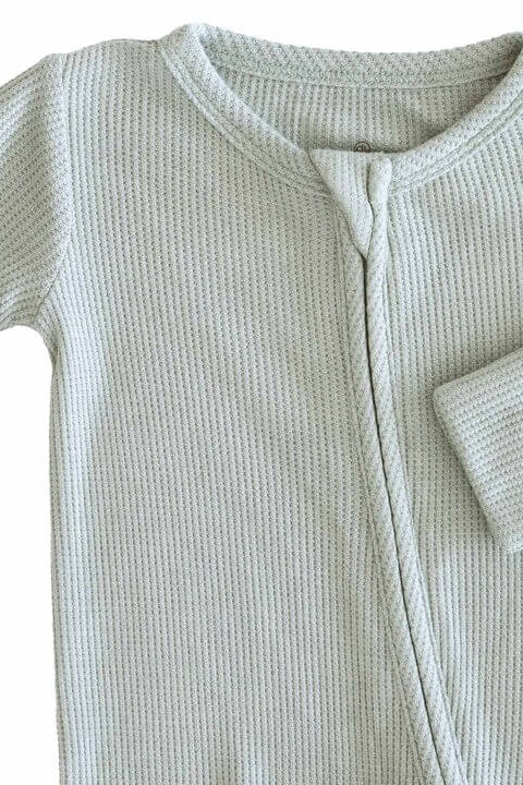 Embroidered Bamboo Waffle Convertible Zip Rompers | Mountain Haze