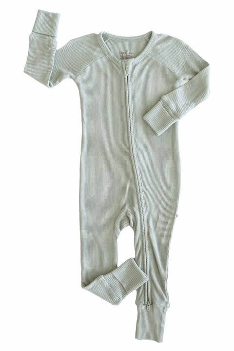 Embroidered Bamboo Waffle Convertible Zip Rompers | Mountain Haze