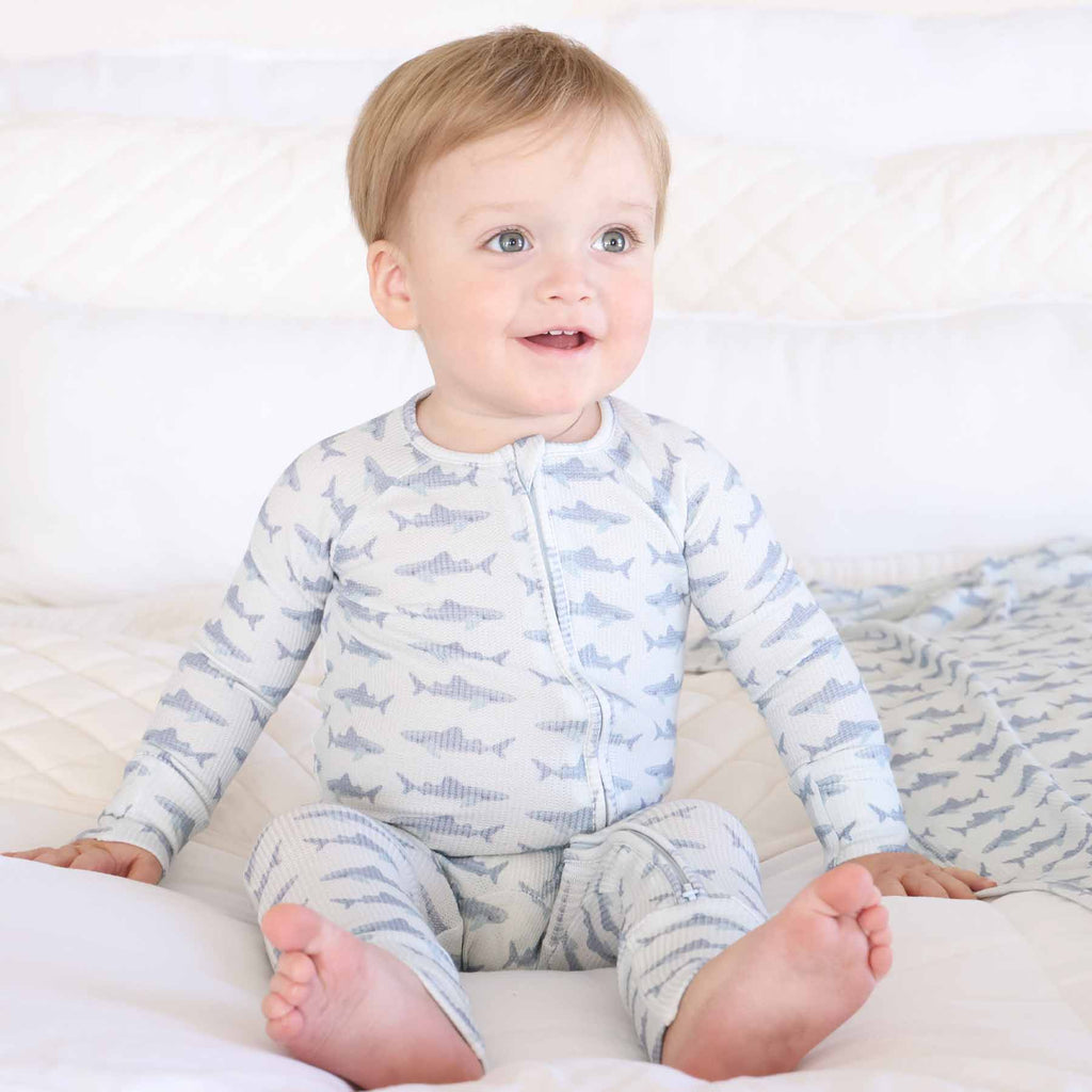 Fins Up Bamboo Waffle Convertible Zip Romper