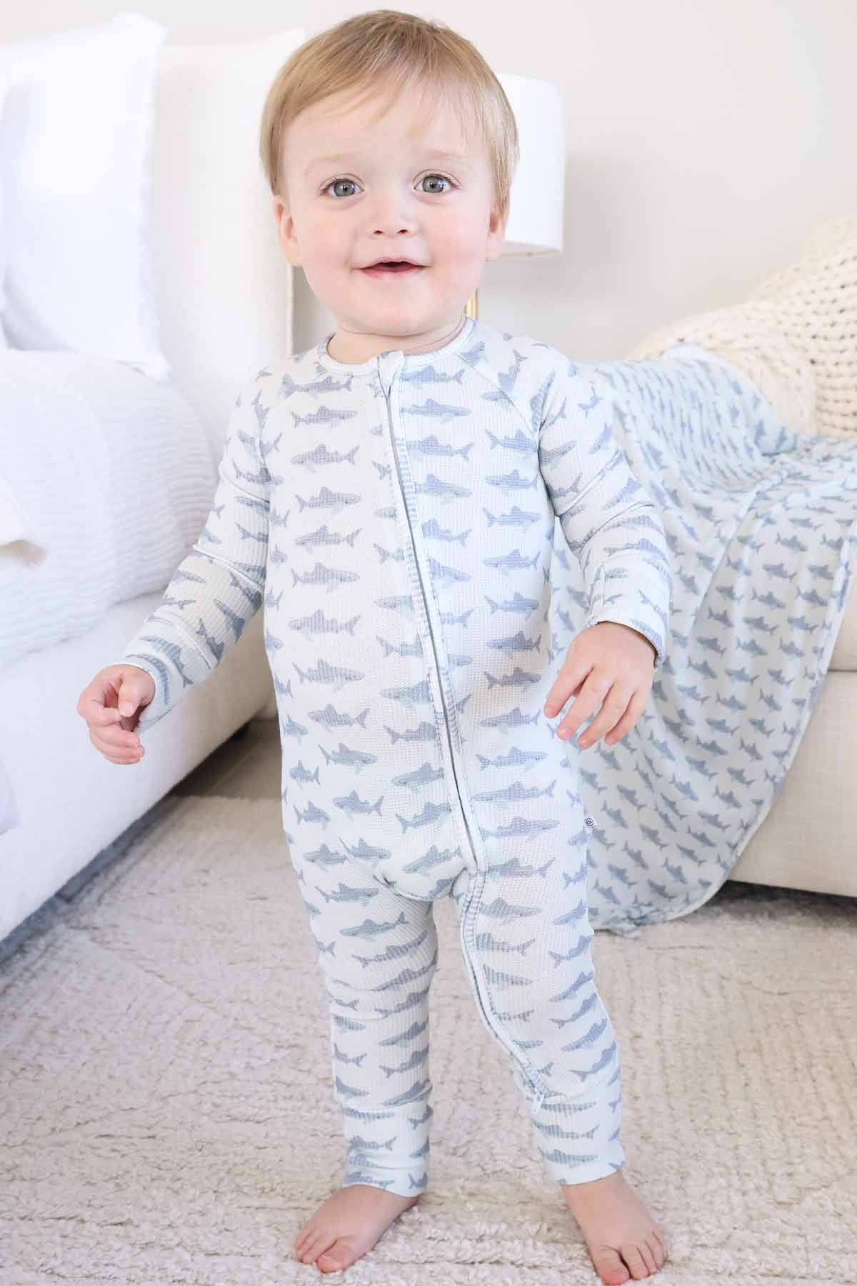 Fins Up Bamboo Waffle Convertible Zip Romper